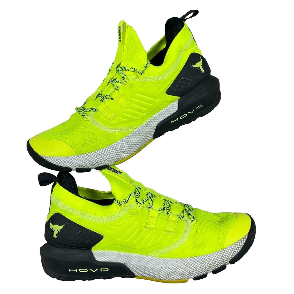 Under‎ Armour Project Rock 3 HOVR Volt Neon Yellow Black 3023270-306 Youth 6.5